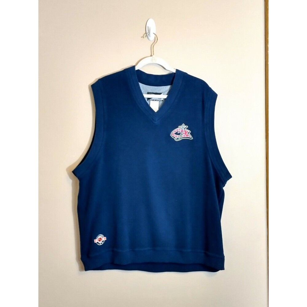 VTG Pro Player Mens Columbus Blue Jackets Sweater Vest L Blue NHL Hockey Y2K